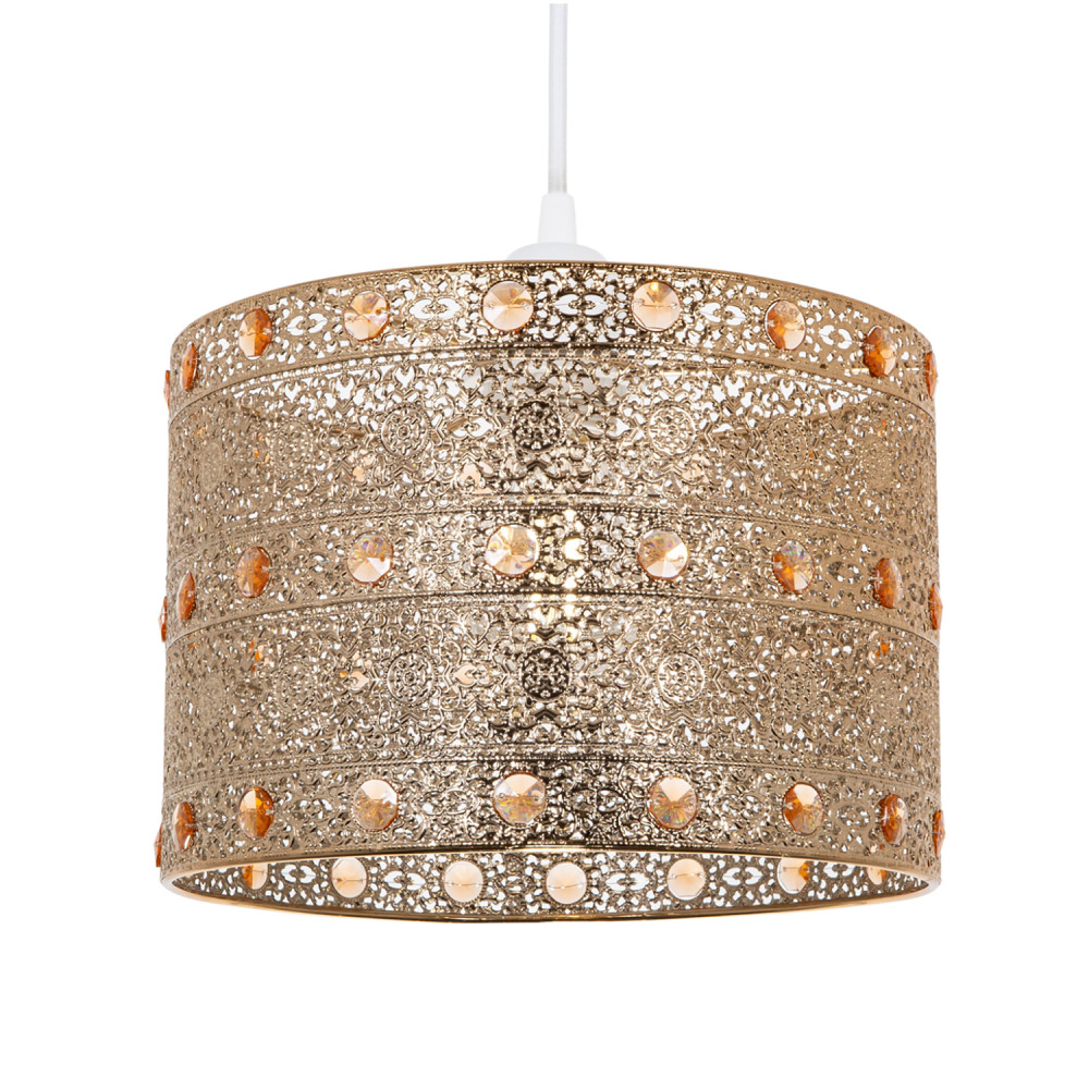 Polished Gold Acrylic Gem Moroccan Style Chandelier Pendant Light Shade by Ha...