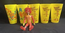 5 Vintage Mcdonalds Plastic Cups And 1976 Ronald Mcdonald Doll