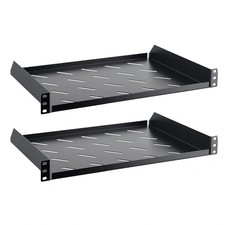2 PCS Black 1U Server Rack Shelf 12 Inch Depth Vented Mount 19 Inch 44lb