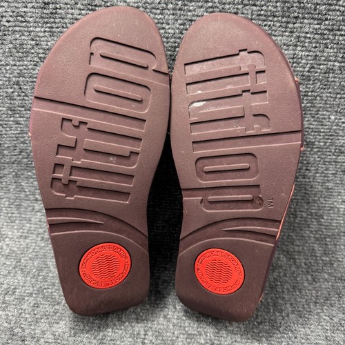 Fit Flop Sandals Womens 6 Burgundy Leather Lulu Cross Slide Comfy Coastal - Picture 2 of 14