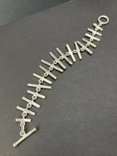 Fishbone Bracelet 925 Sterling Silver 8" - Unbranded 1.4OZ Toggle Closure