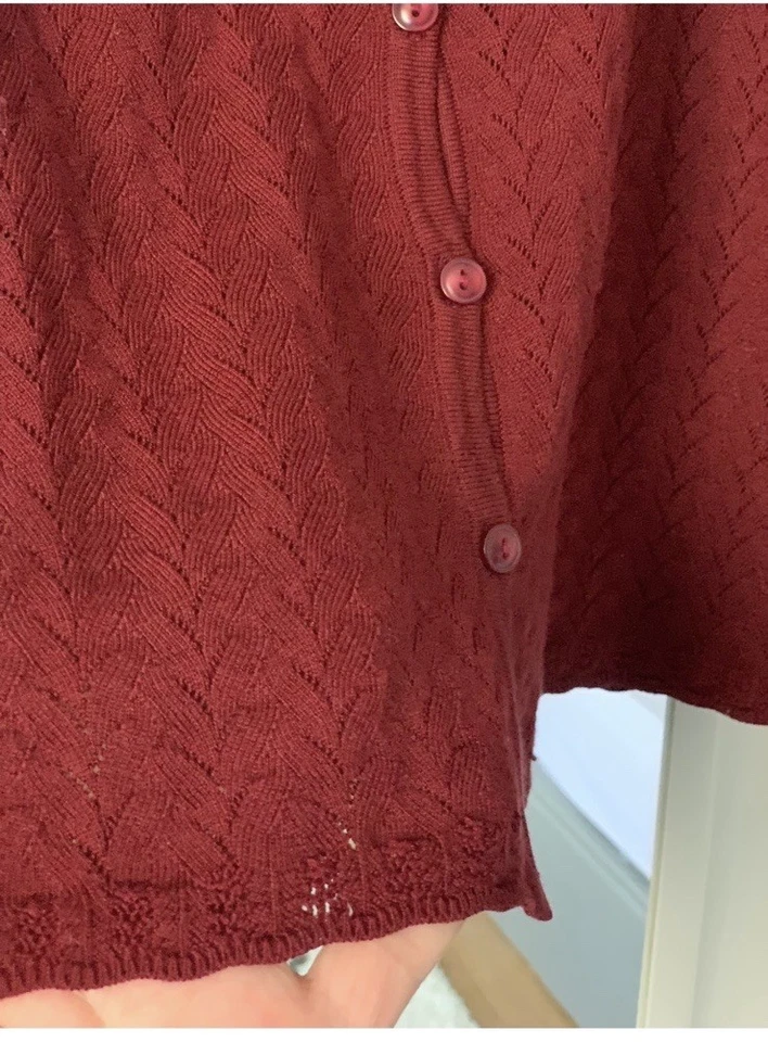 Ronit Zilkha Ladies Silk Blend Fine Knit Burgundy Stretch Top, L - Image 3 of 4