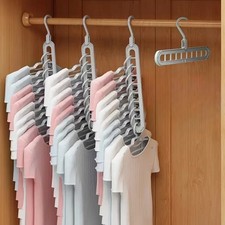 Clothes Hanger 9 holes multi Layer Closet Space Saver Foldable Organizer UK