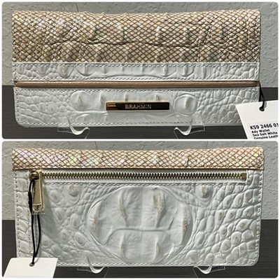 Brahmin Ady SEA SALT WHITE COLADA Slim leather wallet W/ Beautiful Eye NWT
