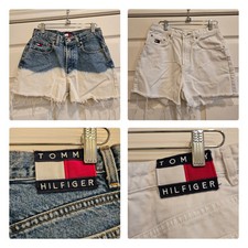 Vtg Tommy Hilfiger Lot of 2 Cutoff Denim Shorts Y2K Size S/28" D3 
