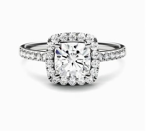 Authentic 3 Ct Cushion Cut Certified Moissanite Halo Engagement Ring 14k White Gold Plated