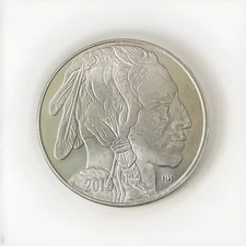 1 Oz Silver Round , Native American & Buffalo - T5