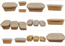 Rectangle Kraft Food Container Box with Clear/Paper Lids Eco Friendly Degradable