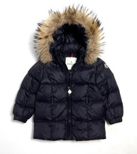 Kids Auth MONCLER Navy Blue Fur Zip Up Down Light Puffer Jacket - cm 98 years 3