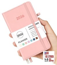 Pocket Planner 2026, Weekly Monthly Planners for Purse, Jan 3.5" x 6" Pink