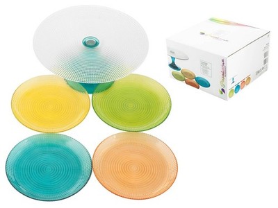 Pasabahce Dessert Service Set Of 5 Pieces Generation Colored Glass