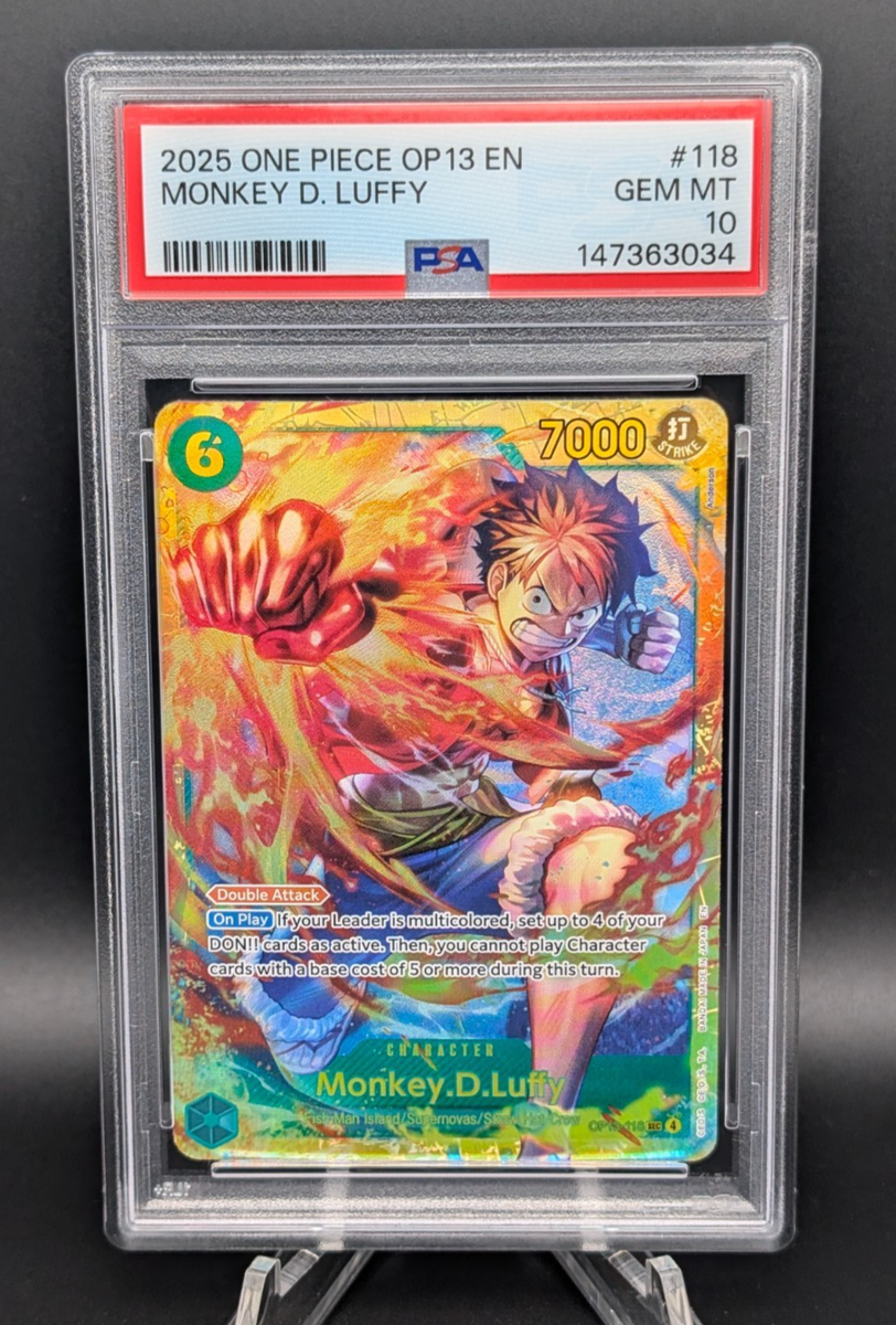 One Piece OP13-118 Monkey.D.Luffy SEC PSA 10 English Carrying on
