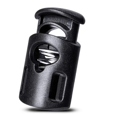 AQRINGO 100 Pcs Plastic Cord Locks Single Hole Spring Toggle 100 PCS, Black 
