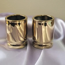 50 Caliber by Barbuzzo Shot Glasses Set of 2 The Wine Savant Gold Tone Color