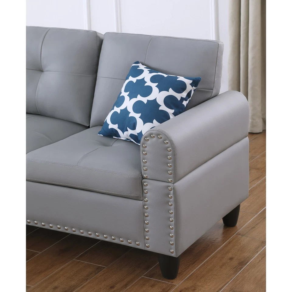 98 «PU искусственной кожи секционный L-образный диван комплект гостиной диван w/Османский - Изображение 3 из 4