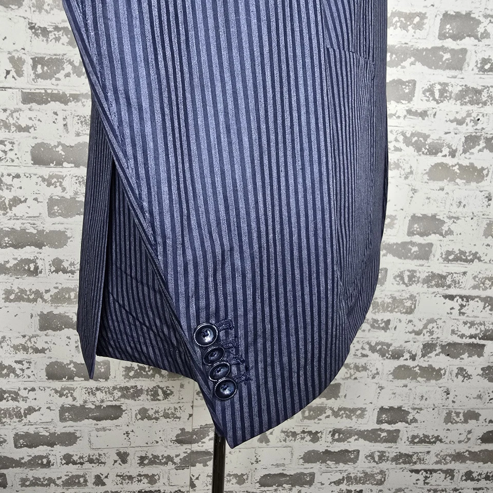 Blazer Laboratori Italiani Para Hombres Sin Estructura Azul Rayas Cirujano Puños 44R Delgado Foto 4 de 4
