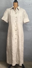 harve' benard by Benard Holtzman LINEN dress size 10 khaki button Short Sleeve