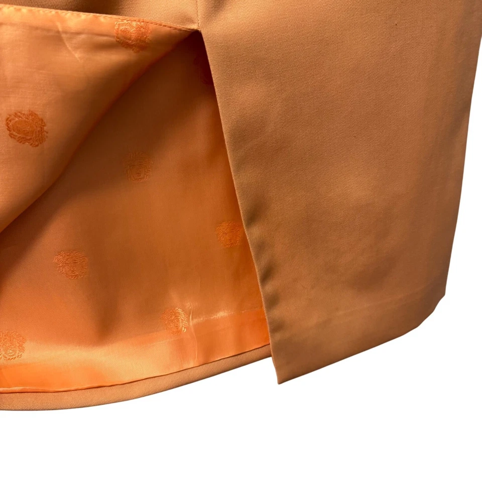 Vintage Gianni Versace Peach Wool Pencil Skirt Size 12 With Rayon Lining - Image 3 of 4