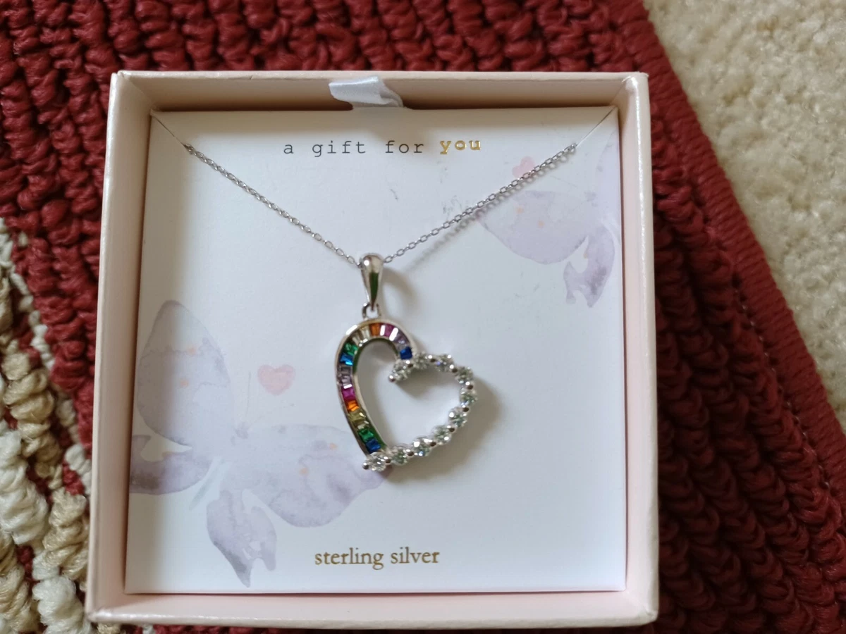 Mia Sarine Multi colored Sterling Silver Heart Pendant Necklace