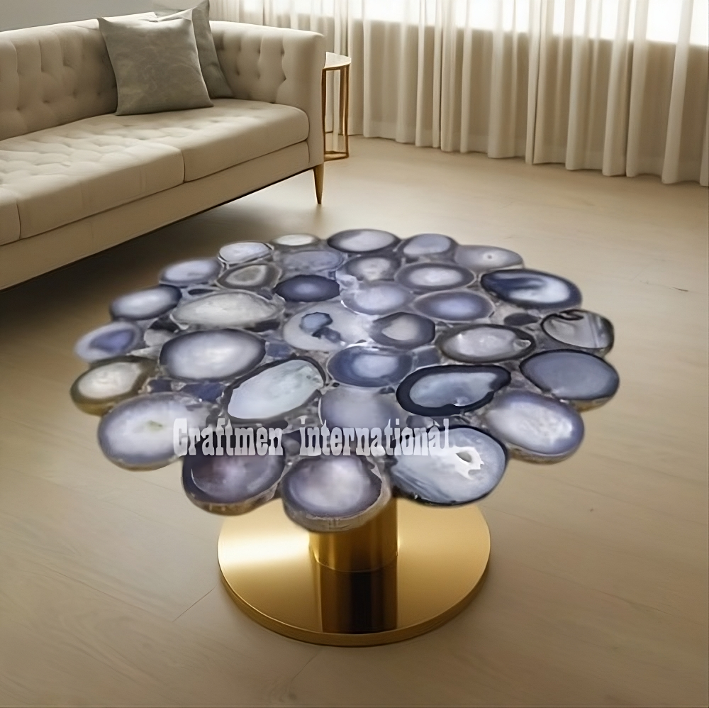 Gray Agate table top, Agate resin table, Handcrafted Agate table, Home decor