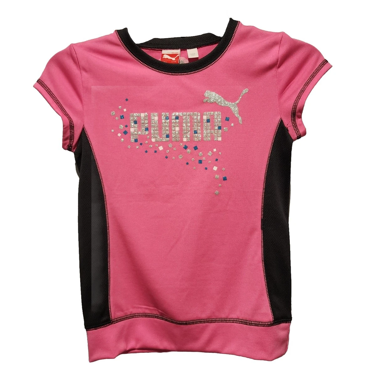 Puma Girls Pink Glitter Athletic Top 7 9 Sports School Shirt