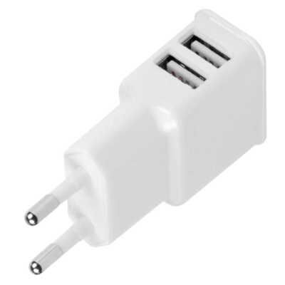Doppel Stromkabel Stecker Ladekabel 2A Netzteil 2 USB Double Time Double WeiÃ