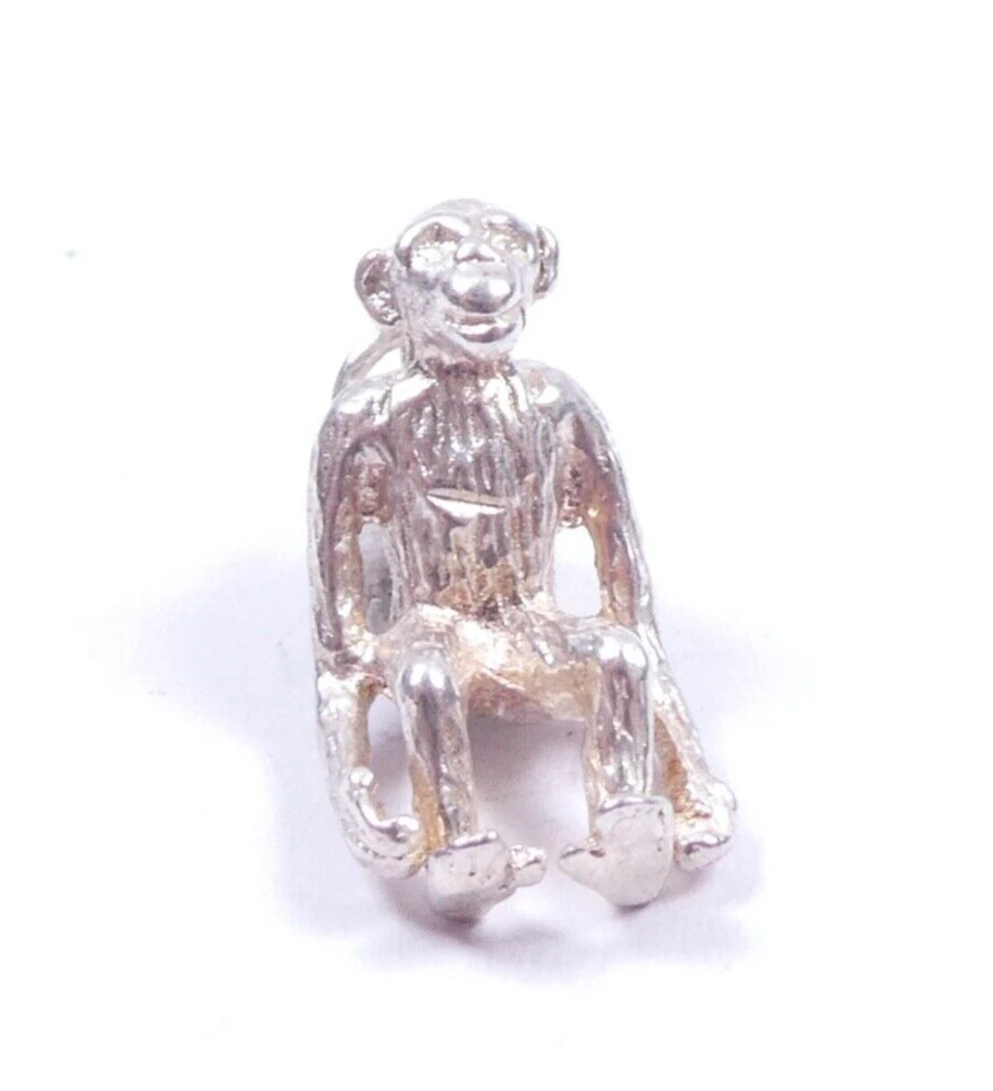 Vintage Monkey Charm Solid Detailed 925 Sterling Silver 2.3g eBay
