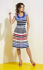 WORK DRESS CASUAL SUMMER BELTED DRESS COLLARED STRIPED STRETCH EUROPEAN LIGHT