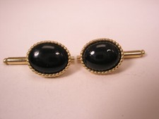 SINGLES 2  1/2" Black Ovals Vintage Formal Shirt Stud tux groom prom b214