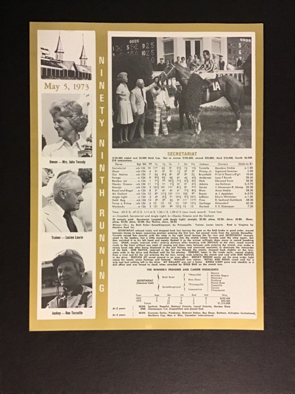 Secretariat Clipping Horse Racing 1973 KENTUCKY DERBY