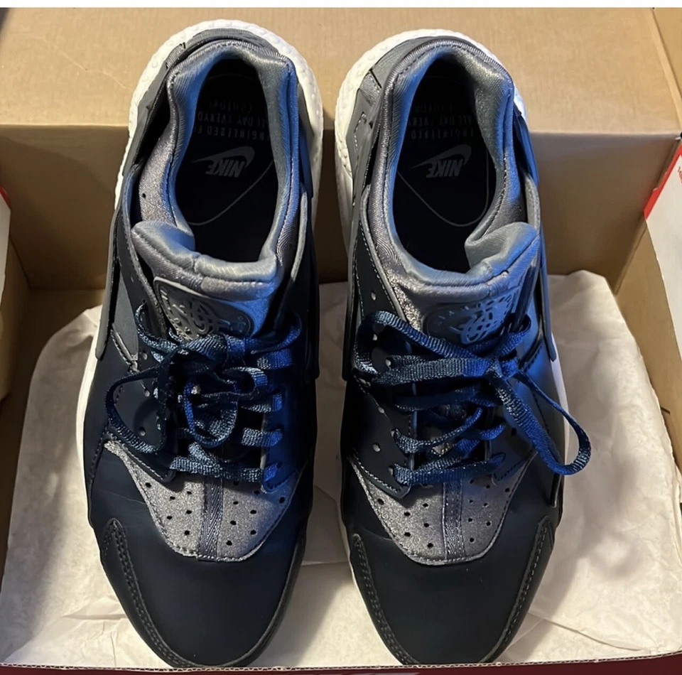 Mujer Nike Air Huarache Run Talla 9.5 Gris/Metalizado Azul Marino Foto 2 de 4