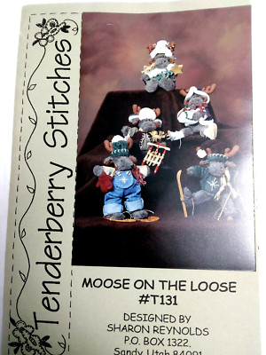 11'' Moose on The Loose Tenderberry Stitches T131 Craft Pattern Ski Lodge Plush