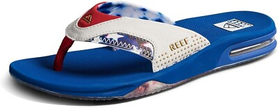 Reef Fanning Flip Flops Mens 9 Patriotic Red White Blue USA  display picture 1