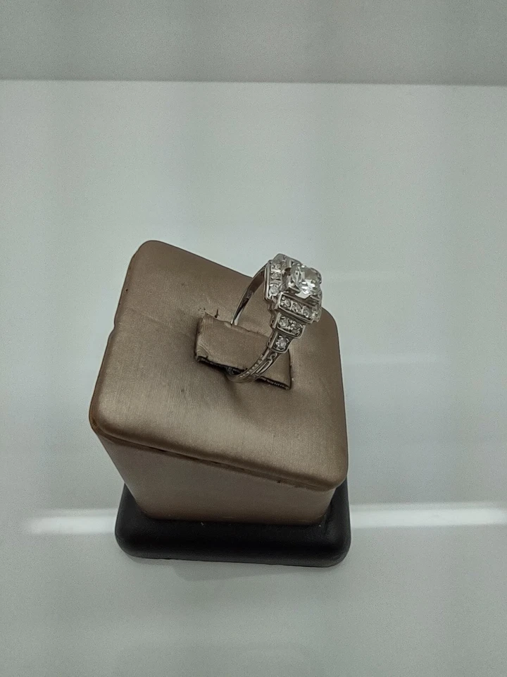 vintage platinum diamond engagement ring size 7 - Image 4 of 4