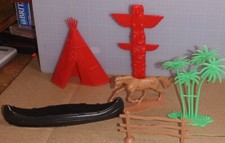 Lot of Vintage Cowboys and Indians Plus Accessories Plastic 2" Figures 29 Pieces