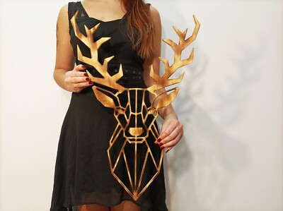 Hirschgeweih Hirschkopf Wanddeko Wall art Wandtattoo Holz Deko Deerhead