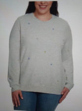 NWT GLORIA VANDERBILT LADIES EMBROIDERED CREWNECK GRAY XXL 20-22