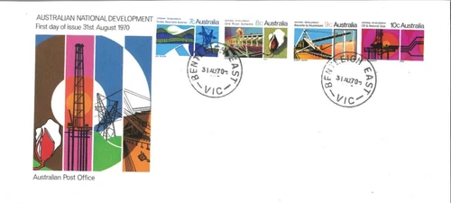 1970 Australian FDC - National development set of 4  Long Envelope Bentleigh