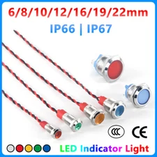 6-22mm Car Boat LED Indicator Light Pilot Dash Panel Lamp Waterproof Metal