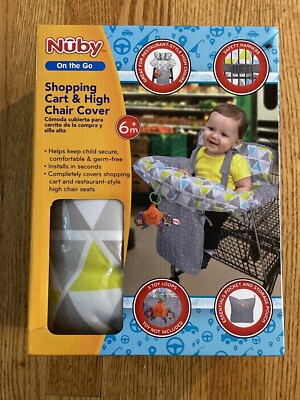 Nuby shopping cart and high chair cover gray,white, blue, yellow 6+