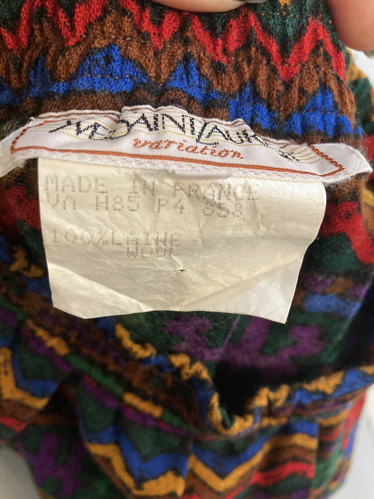 Gonna a pieghe vintage anni '80 Yves Saint Laurent variazioni stampata anni '80 vintage