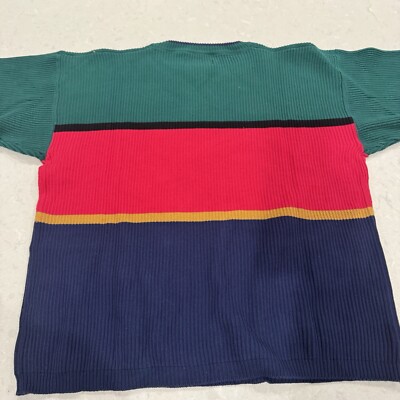 トップス 1990's Eddie Bauer cotton knit sweater L Vintage 90s Eddie Bauer Knit Sweater Cotton Color Block Mens XL