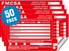 Annual Vehicle Inspection Label Sticker Aluminum FMCSA DOT 6" x 3.5". 50-PACK