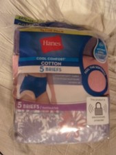 5 PR LADIES HANES FULL BRIEF TAGLESS WICKING COOL COMFORT COTTON PANTIES SZ 10