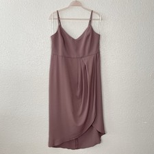 Lulus Plus Size Midi Dress 1X Reinette Mauve Pleated Bridesmaid Party Romantic