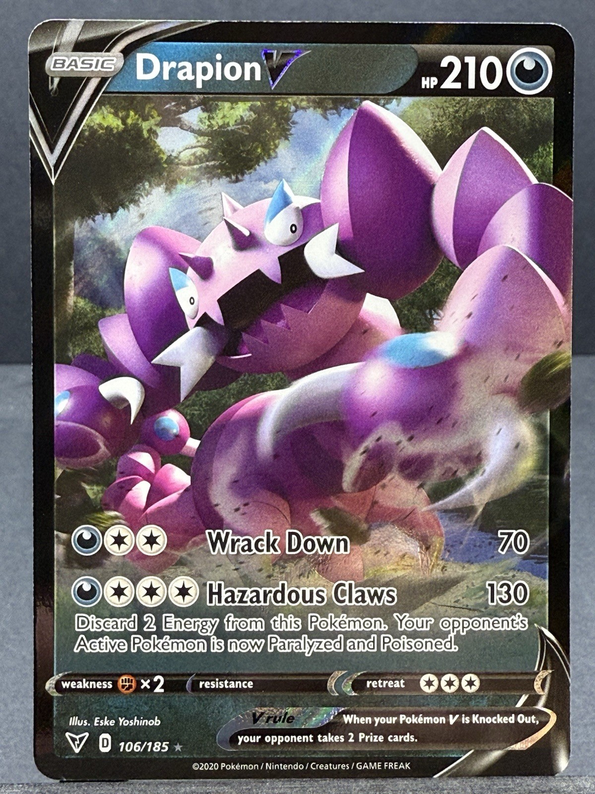 DRAPION V 106/185 ULTRA RARE HOLO VIVID VOLTAGE SWSH04 POKEMON NEAR MINT NM
