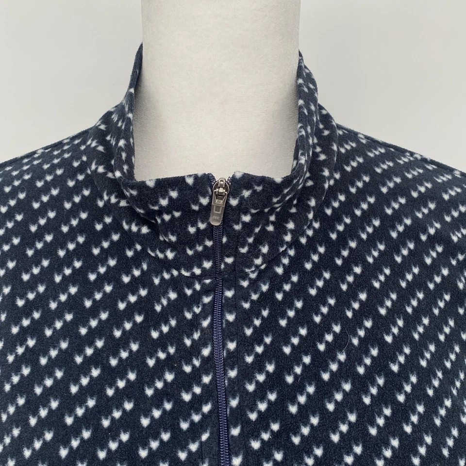 L.L.Bean Pullover Womens Medium Navy White Fleece Quarter Zip Mock Neck Outdoor - Image 2 of 4