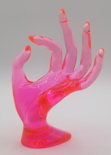 Acryl Rosa Hand Schmuck Halter Display Ständer für Ringe Schwerer Sockel