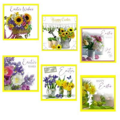 6er Pack OSTERKARTEN - verschiedene gemischte traditionelle Blumenmotive