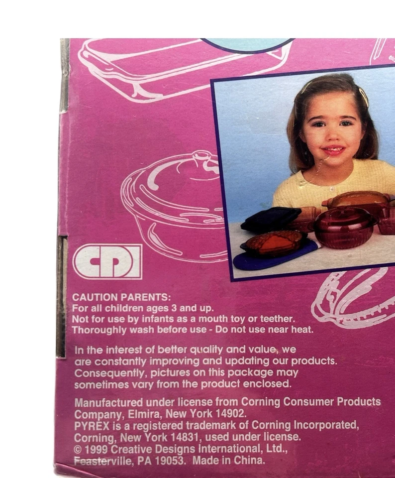 VTG Kids Pyrex Cook’n Play Set 1999 CDI Cranberry Visions Cookware Toy SEALED - Image 3 of 4
